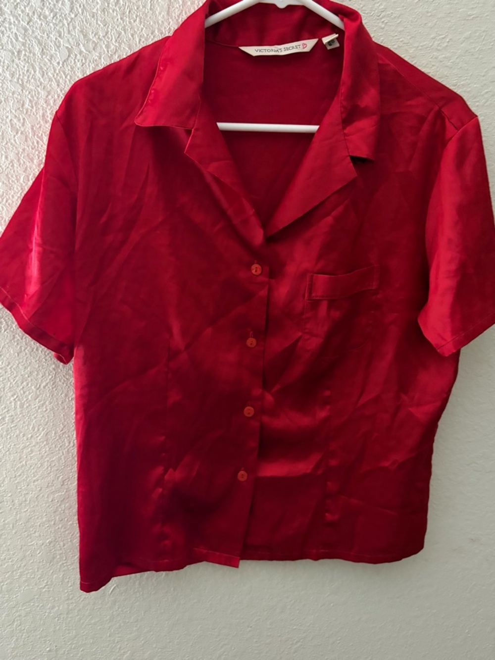 Victoria's Secret Satin Red Short-Sleeve Top